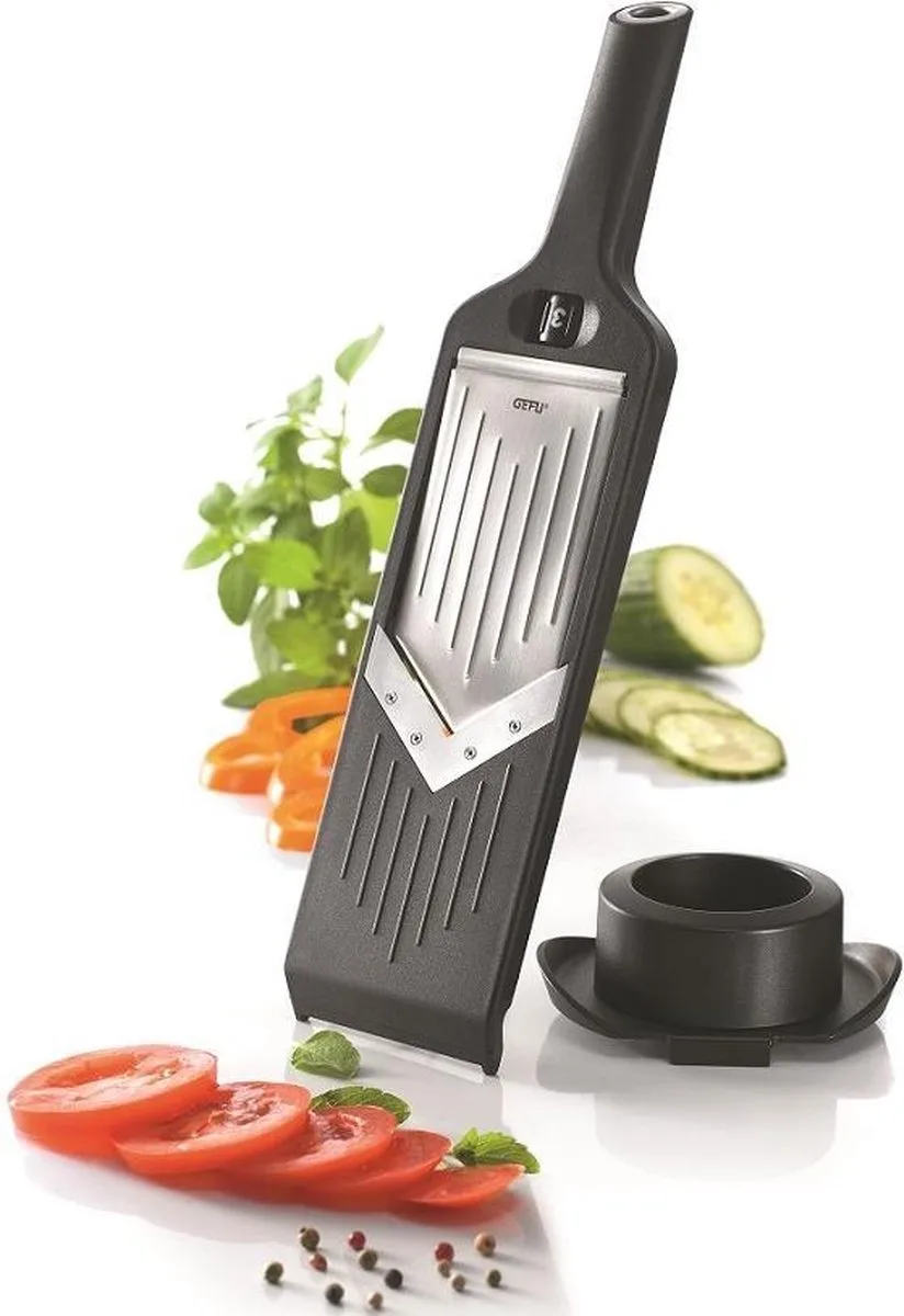 VIOLI V-Mandoline 32,3 cm – Instelbaar 1-5 mm – Japans Messenstaal van GEFU in Zwart – productfoto