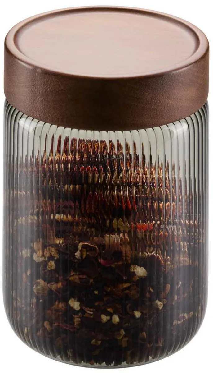Voedselcontainer, Voorraadpot, 0.7 L, Luchtdicht, Borosilicaatglas, Acaciahout van GEFU in Grijs – productfoto