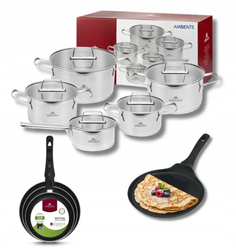 Ambiente 10-delig Kookgerei & Pannenset met Inductie de Gerlach en Argent – photo produit