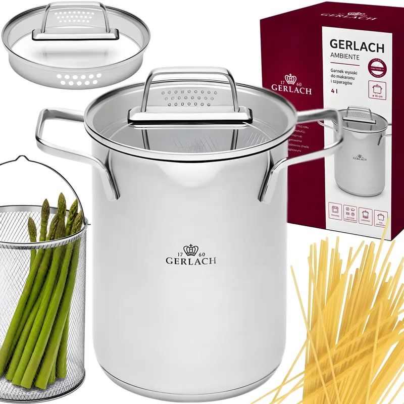 Ambiente 4L Kookpan met Zeef - Ideaal voor Pasta & Groenten by Gerlach in Silver – product photo