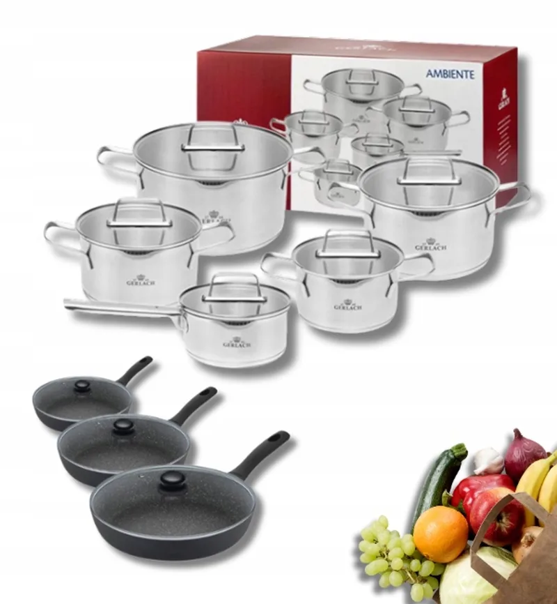 Ambiente Pannenset met Granietex Pannen - 16 Delig by Gerlach in Silver – product photo