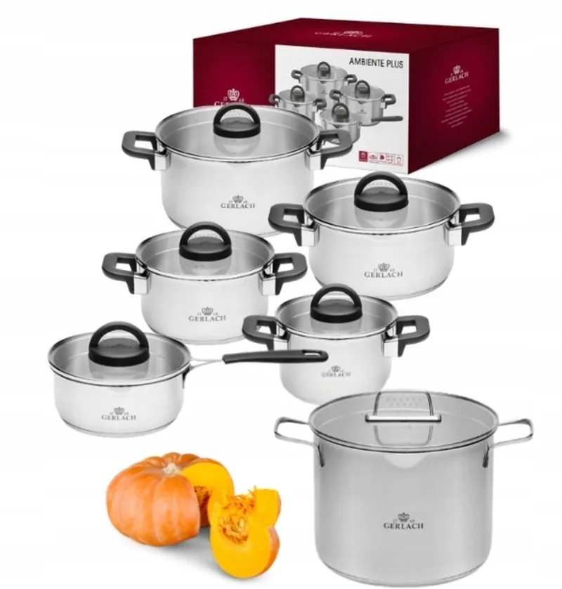 Ambiente Plus Pannenset 10-delig + Extra Pan 7L RVS by Gerlach in Silver – product photo