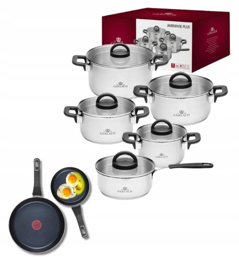 Ambiente Plus Pannenset 10-delig + Koekenpannen 20/28cm van Gerlach in Zilver – productfoto