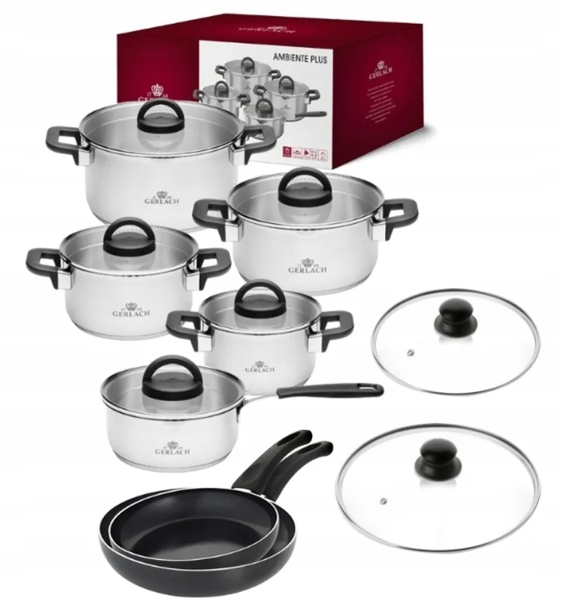 Ambiente Plus Pannenset 10-delig met Pannen Initial 24/28cm by Gerlach in Silver – product photo
