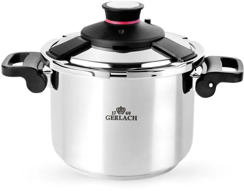 Ambiente Snelkookpan 6L - RVS 18/10 van Gerlach in Zilver, Zwart – productfoto
