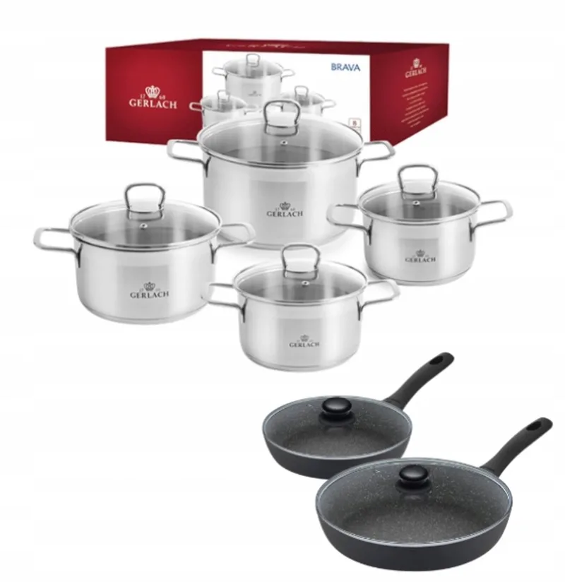 Brava Pannenset 8 Delen met Pannen & Deksel by Gerlach in Silver – product photo