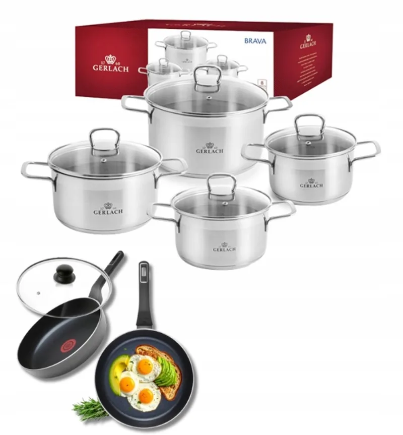 Brava Pannenset 8-delig + Koekenpannen Ambiente 20/28cm by Gerlach in Grey – product photo