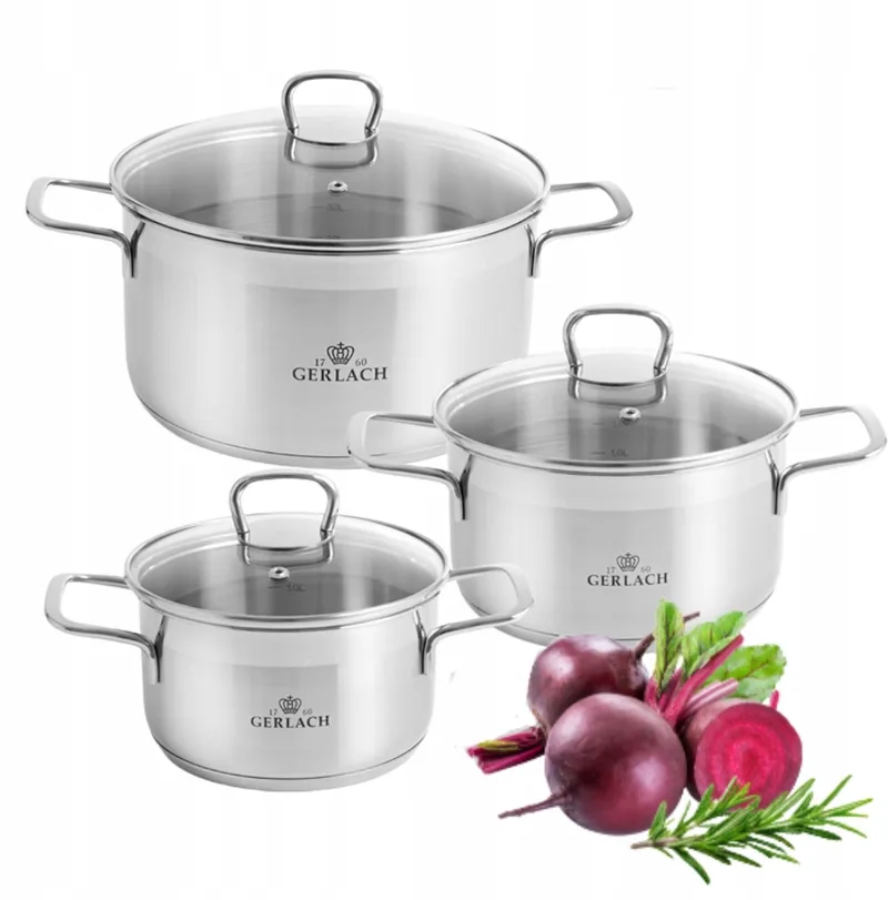 Brava Pannenset RVS 6 Delen met Deksel by Gerlach in Silver – product photo
