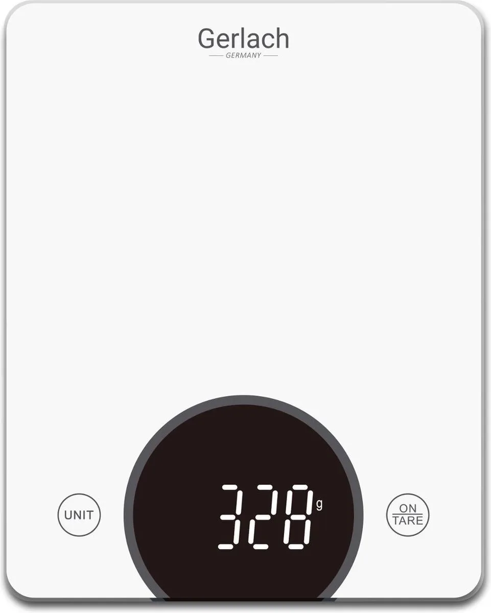 Glazen Keukenweegschaal met LED display van Gerlach in Wit – productfoto