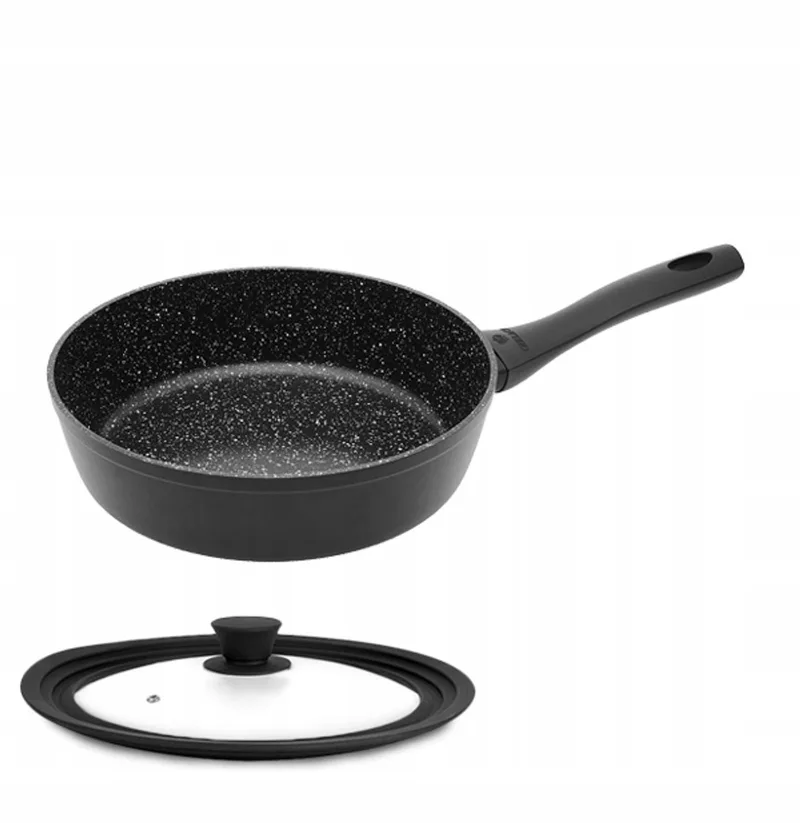 Granitex Diepe Koekenpan 28cm met Deksel - Geschikt voor Inductie de Gerlach en Noir – photo produit