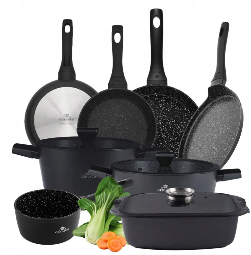 Granitex Pannenset 11 Delen met Non-Stick Coating fra Gerlach i Sort – produktbillede