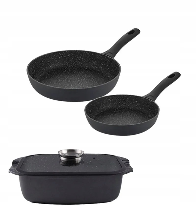 Granitex Pannenset 20/28cm + Braadpan 32cm met Deksel by Gerlach in Black – product photo