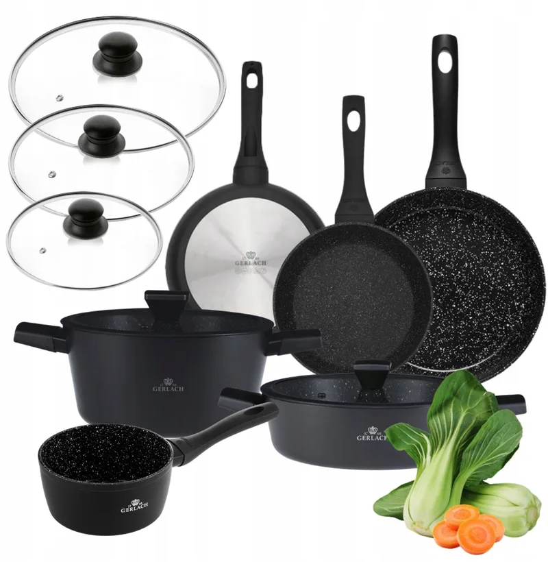 Granitex Pannenset met 3 Pannen & 2 Potten - Non-stick, Inductie fra Gerlach i Sort – produktbillede