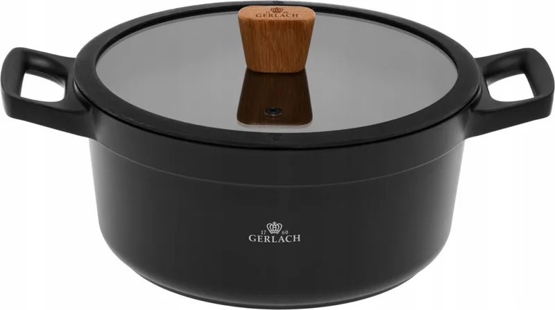 Kookpan met deksel 4.5L - keramische coating - 24 cm von Gerlach in Schwarz – Produktfoto