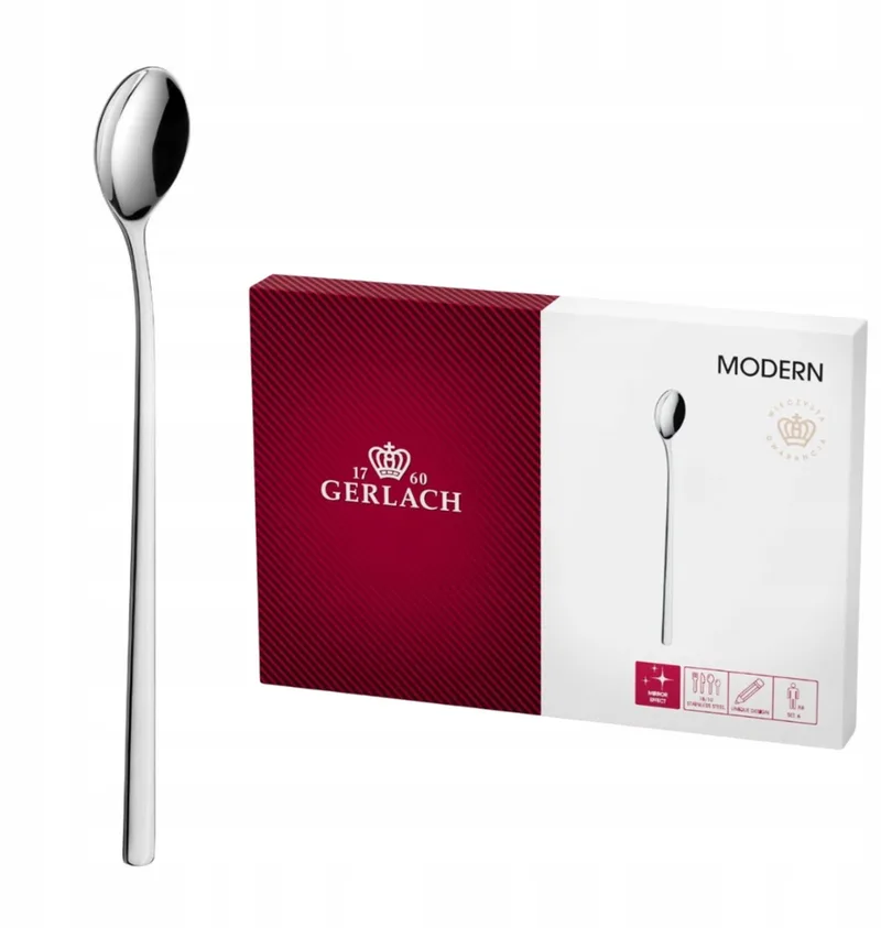 Modern Latte Lepel Set - 6 Stuks - Roestvrij Staal de Gerlach en Argent – photo produit