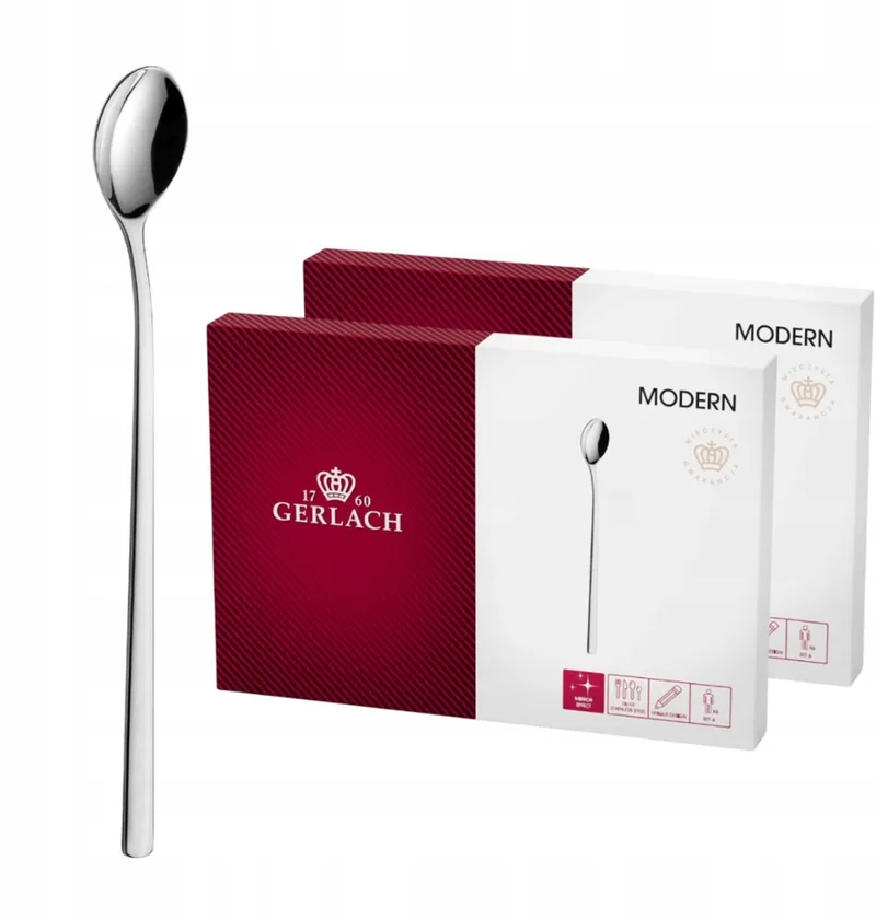 Modern Latte Lepels - 12 Stuks - Roestvrij Staal - Luxe Verpakking von Gerlach in Silber – Produktfoto