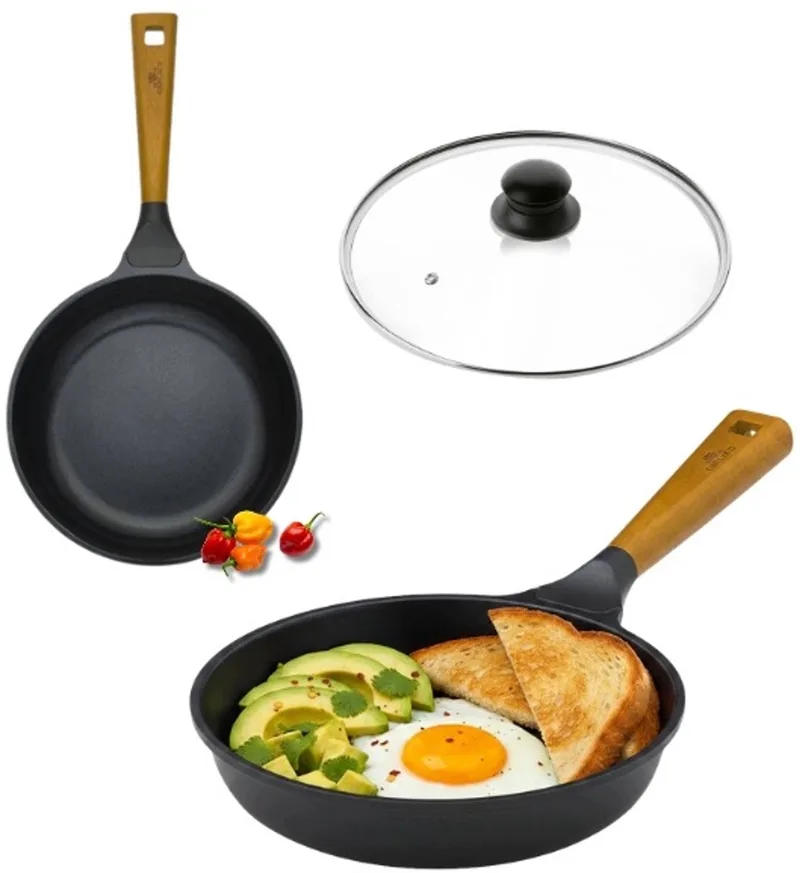 Natur Keramische Koekenpan 20 cm met Glazen Deksel de Gerlach en Noir – photo produit