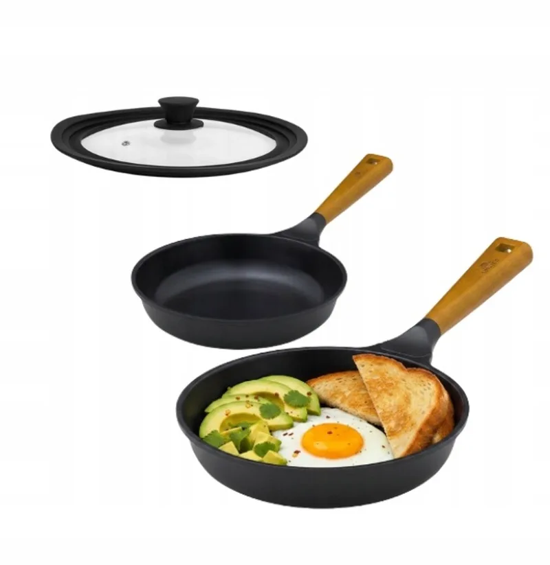 Natur Pannenset Keramisch 24 & 28 cm met Deksel de Gerlach en Noir – photo produit