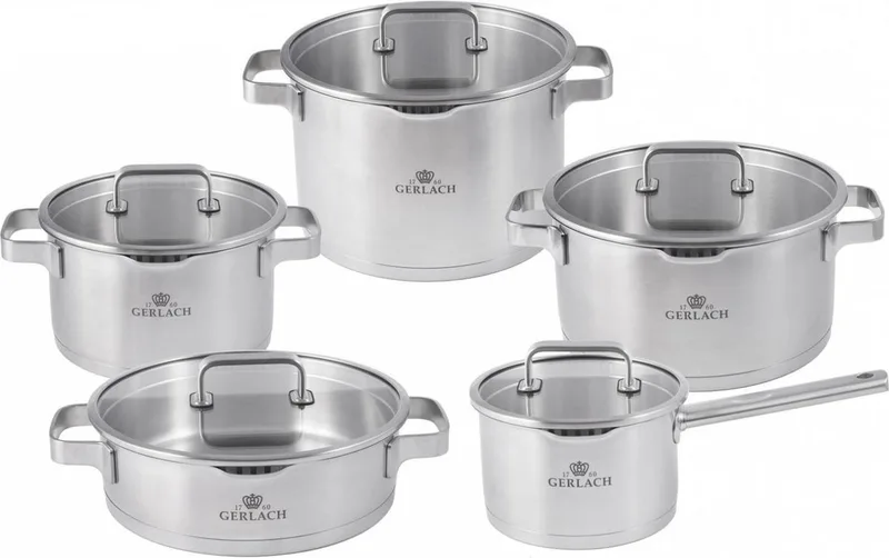 Prestige Plus 10-delige Pannenset - Hoogwaardig Koken by Gerlach in Silver – product photo