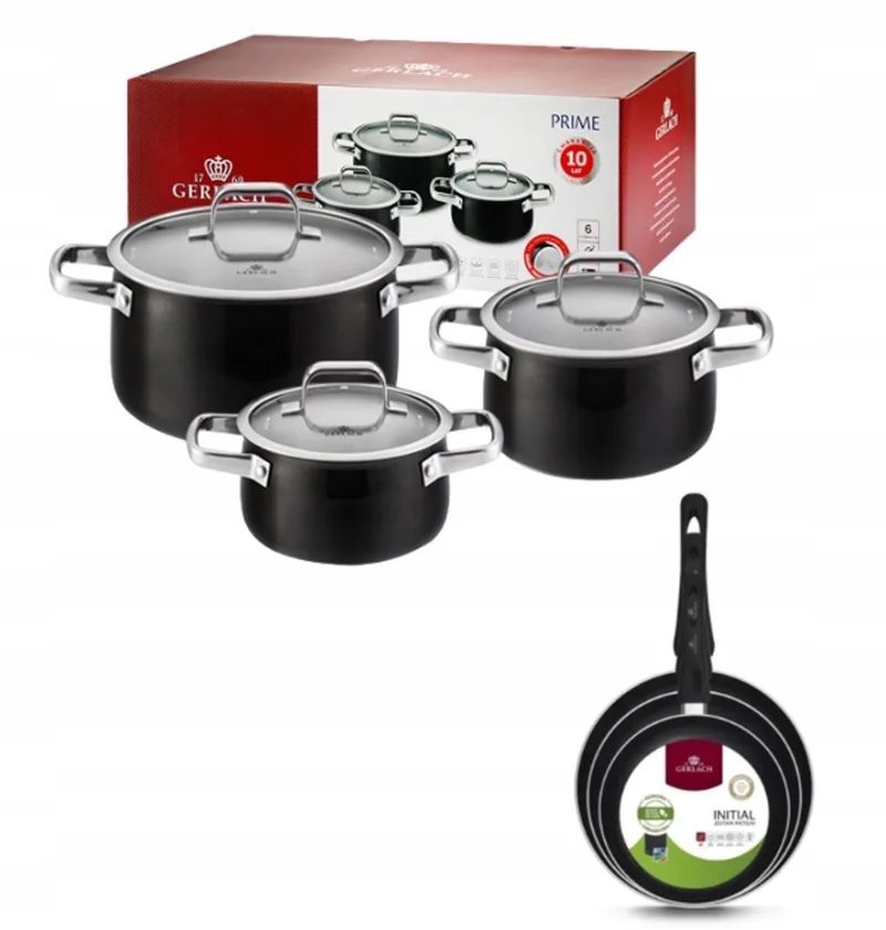 Prime Pannenset 6-delig + 3 Koekenpannen Initial by Gerlach in Black – product photo