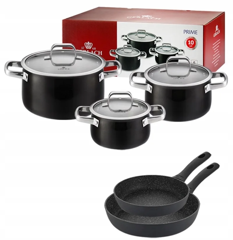 Prime Pannenset 6-delig met 2 Granitex Pannen de Gerlach en Noir – photo produit