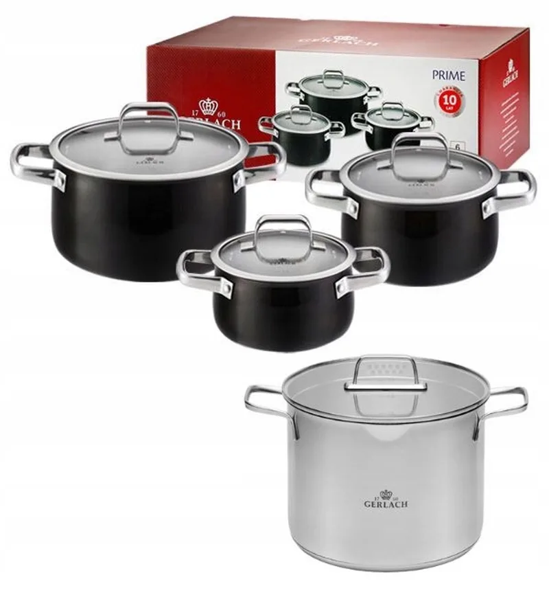 Prime Pannenset 7-delig met 7L Ambiente Pan, Inductie by Gerlach in Black – product photo