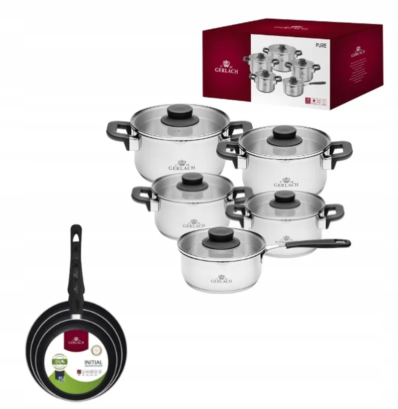 Pure Pannenset 10-delig + 3 Koekenpannen Inductie by Gerlach in Grey – product photo