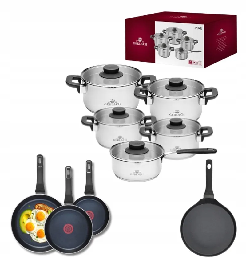 Pure Pannenset 10-delig met Ambiente Koekenpannen by Gerlach in Silver – product photo