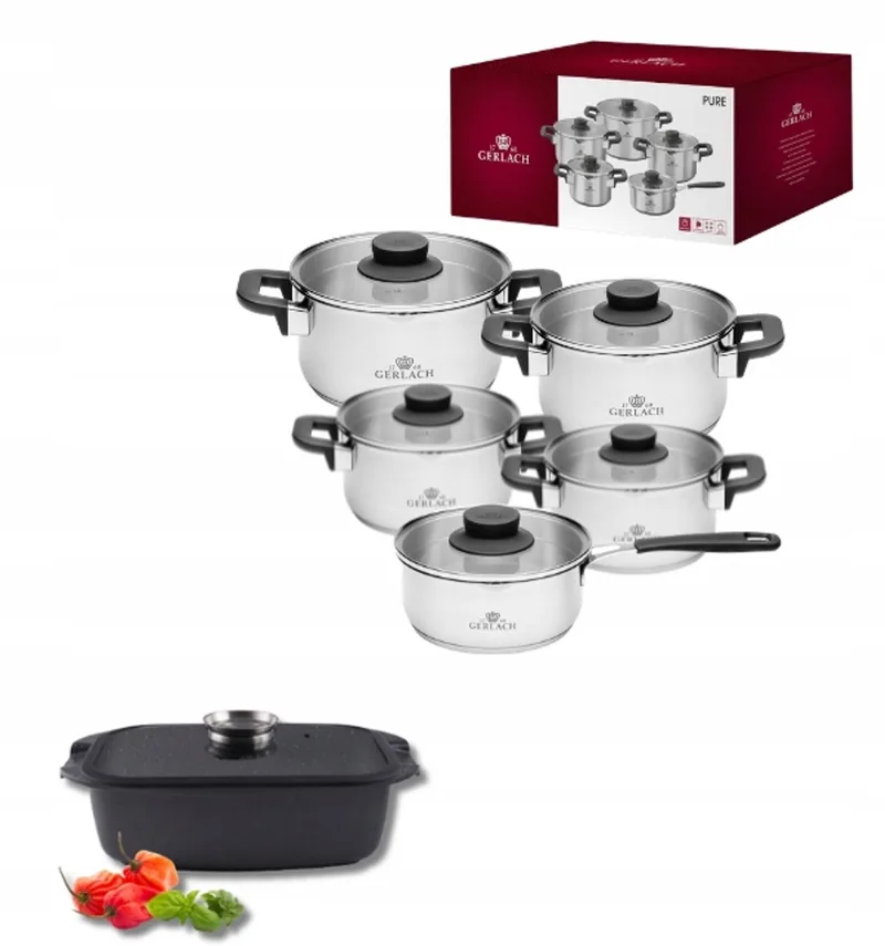 Pure Pannenset 10-delig met Braadpan Granitex by Gerlach in Silver – product photo