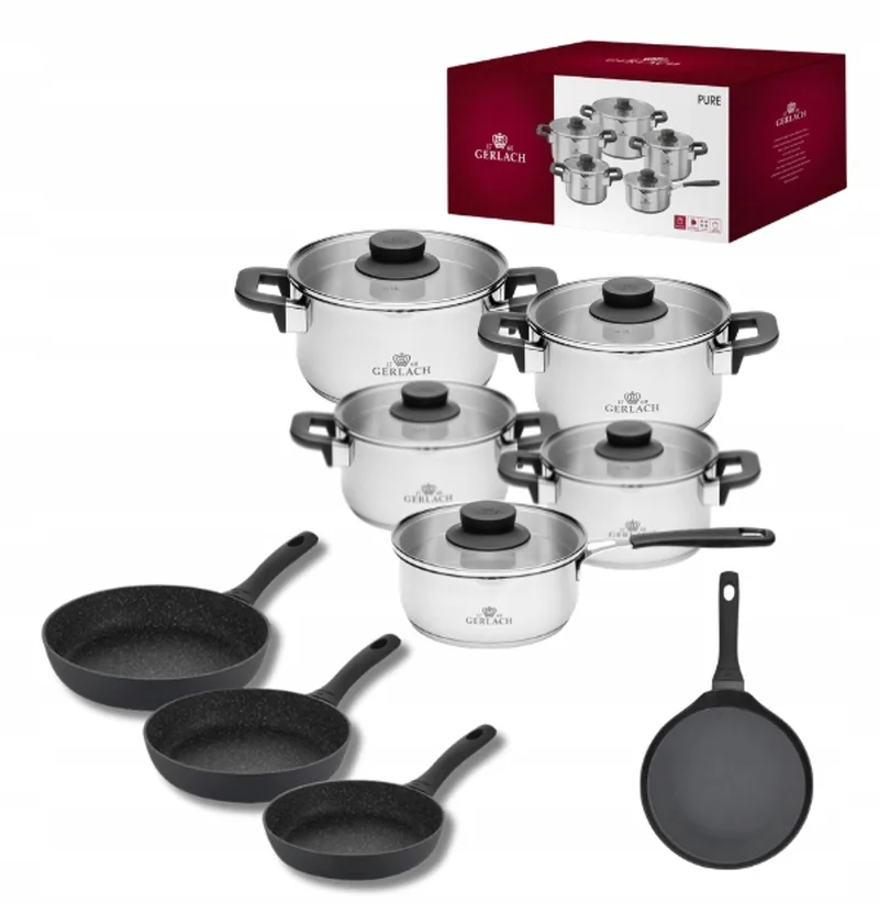 Pure pannenset 10-delig met Granitex koekenpannen de Gerlach en Argent – photo produit