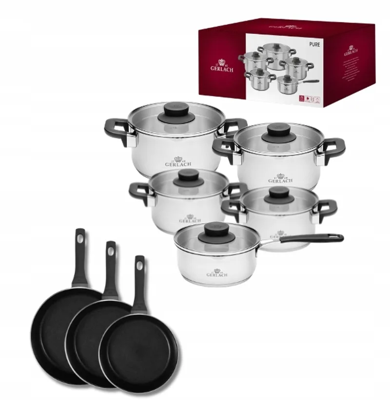 Pure Pannenset 10-delig met Harmony Pannen 20/24/28cm Inductie by Gerlach in Silver – product photo