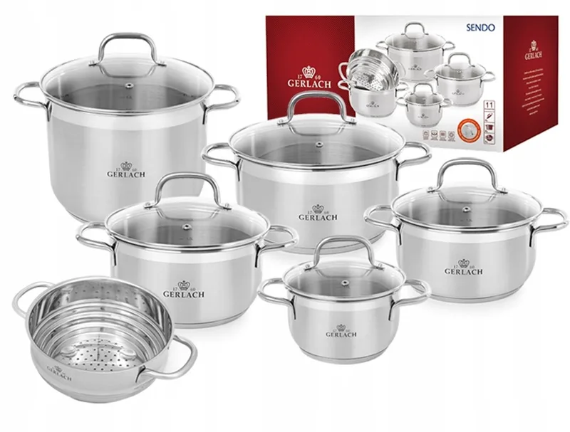 Sendo Pannenset RVS 11 Delen met Deksel - Inductie by Gerlach in Silver – product photo