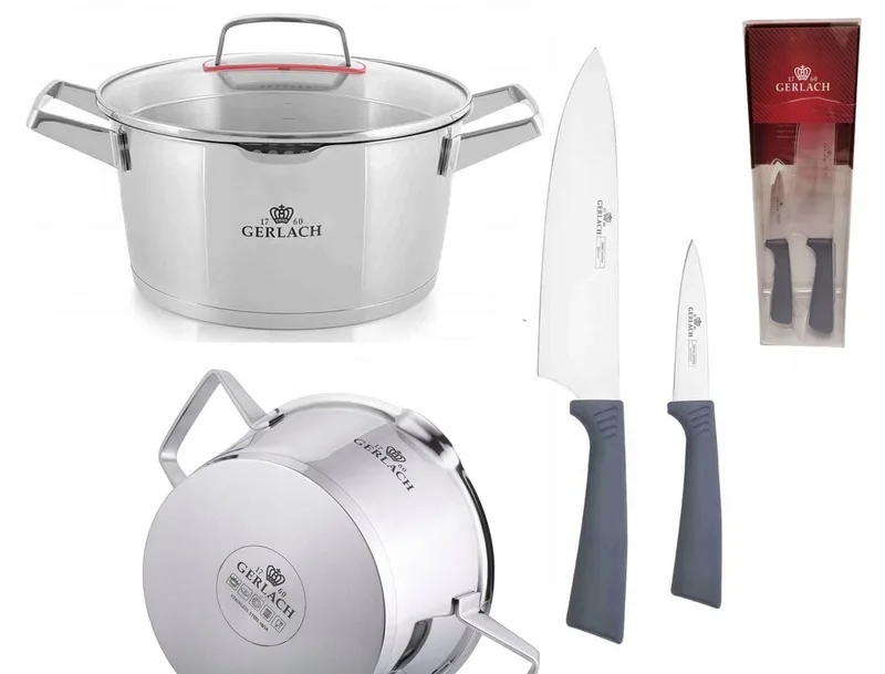 Superior Kookpan 4L RVS met Luxe Messenset van Gerlach in Zilver – productfoto