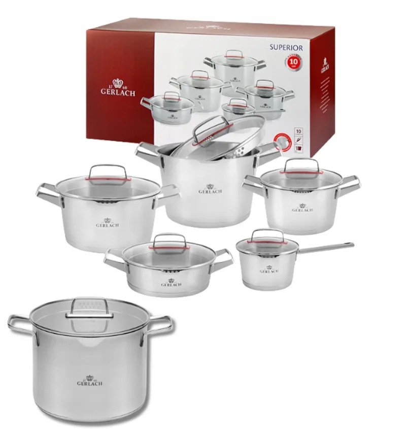 Superior Pannenset 10-delig + 7L Ambiente Pan RVS by Gerlach in Silver – product photo