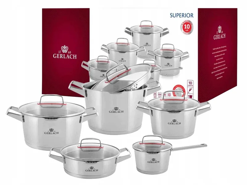 Superior Pannenset 10 Delig - Hoogwaardig Roestvrij Staal de Gerlach en Gris – photo produit