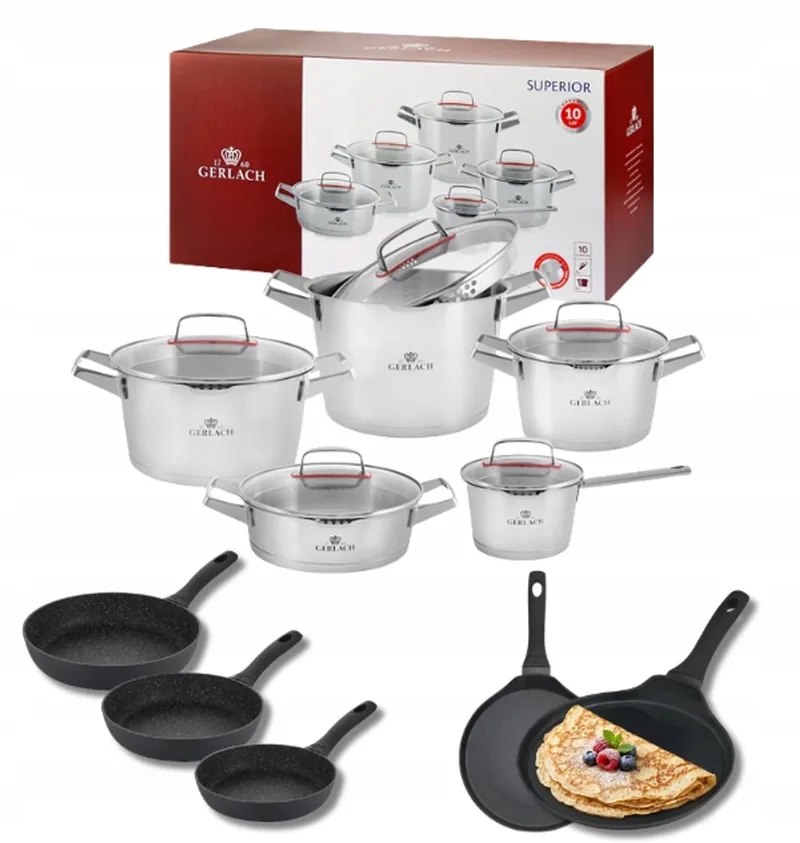 Superior Pannenset 10-delig met 4 Koekenpannen by Gerlach in Silver – product photo
