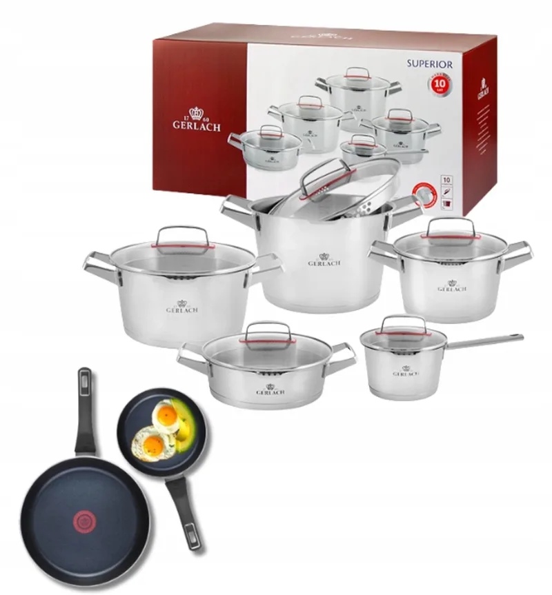 Superior Pannenset 10-delig met Ambiente Pannen von Gerlach in Silber – Produktfoto