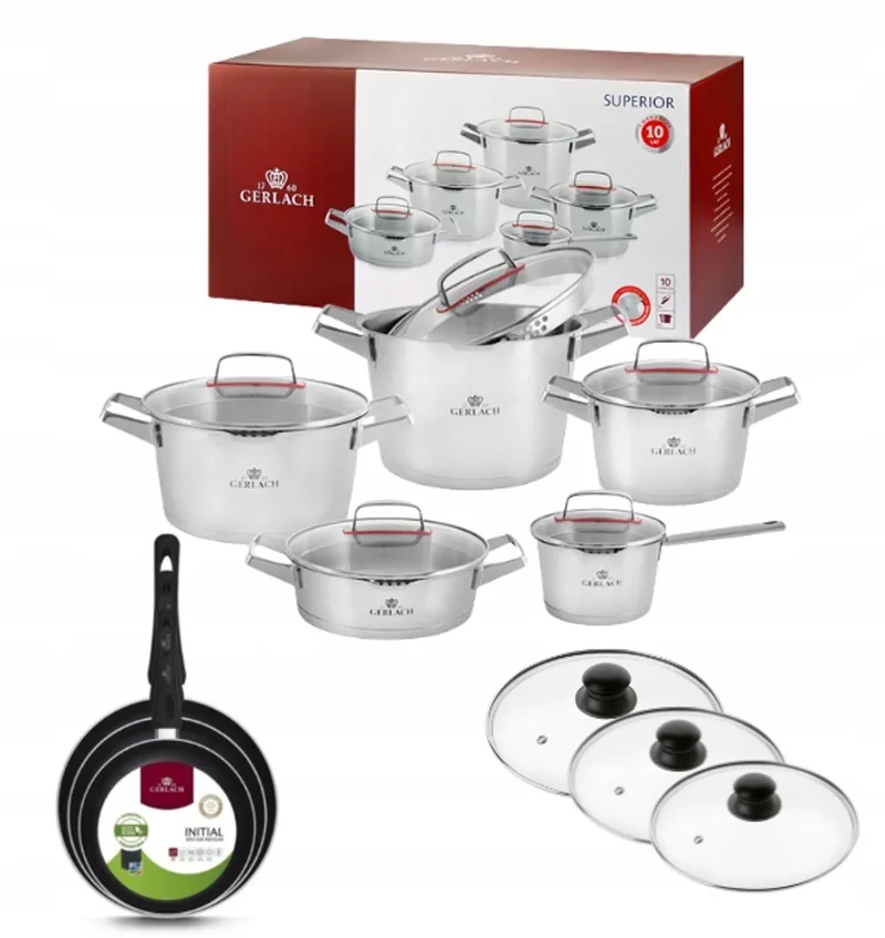 Superior Pannenset 10-delig met Koekenpannen 20-28 cm by Gerlach in Silver – product photo