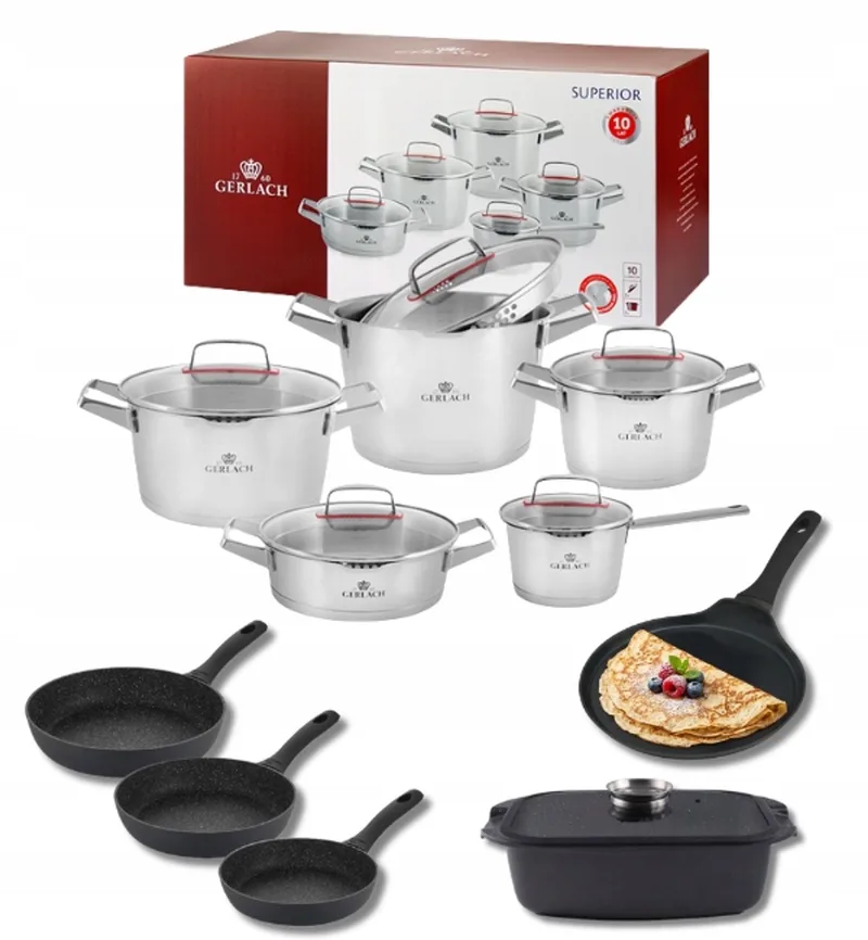Superior Pannenset met Granitex Pannen en Braadpan by Gerlach in Silver – product photo