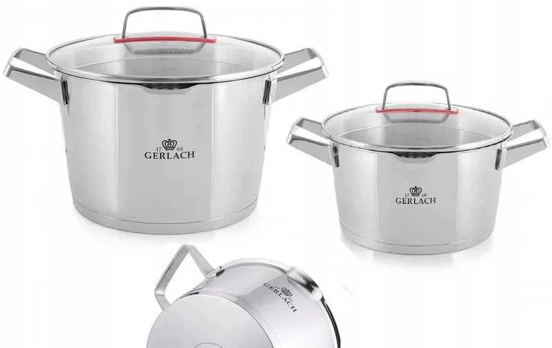 Superior Pannenset RVS 4L & 5.5L met Afgietfunctie by Gerlach in Silver – product photo