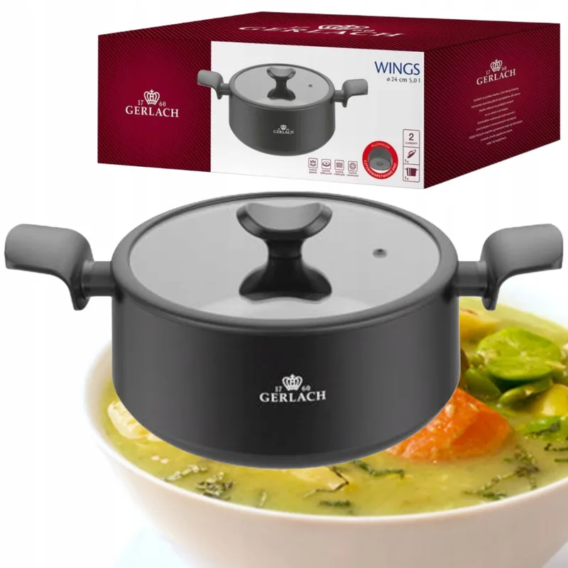 Wings Kookpan 5L 24cm Aluminium met Keramische Coating de Gerlach en Noir – photo produit