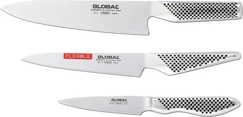 G-21138 koksmes + officemes + fileermes set 3-delig von Global in Inox – Produktfoto