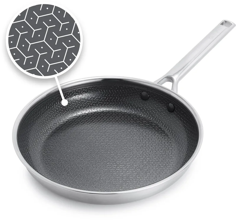 Apex Koekenpan - 24cm - Honinggraat- Keramisch - PFAS-vrij - Inductie koekenpan - Ovenbestendig tot 220°C - Vaatwasserbestendig - RVS handgrepen – Roestvrijstaal de GreenPan en Argent – photo produit