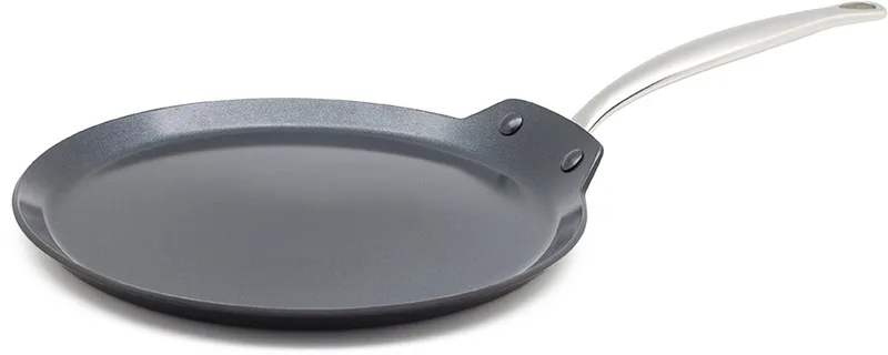 Barcelona Pannenkoekenpan 28cm – PFAS-vrije antikleeflaag – Koekenpan inductie - Keramische koekenpan – Ovenbestendig tot 220°C – RVS handgrepen - Zwart by GreenPan in Black – product photo