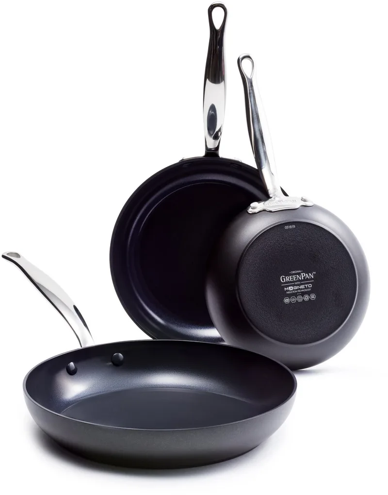 Barcelona Pro Koekenpannenset 3-delig - 20/24/28cm - PFAS-vrije antikleeflaag - Pannenset inductie - Keramische koekenpan - Ovenbestendig tot 220°C - Zwart de GreenPan en Noir – photo produit