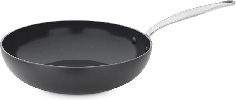 Barcelona Wokpan 28cm met deksel - 3.7L – PFAS-vrije antikleeflaag - Wokpan inductie – Keramische pan - Ovenbestendig tot 220°C – RVS handgrepen - Zwart by GreenPan in Black – product photo