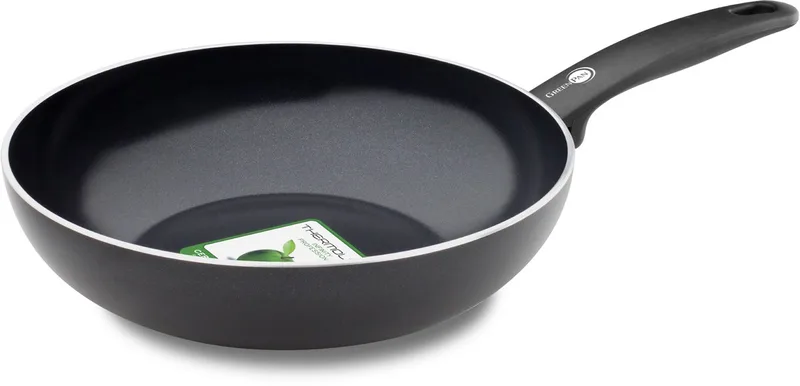 Cambridge Wokpan 28cm - 3.5L - PFAS-vrije antikleeflaag – Wokpan inductie – Keramische pan - Ovenbestendig tot 230°C –Koudgrepen - Zonder deksel by GreenPan in Black – product photo