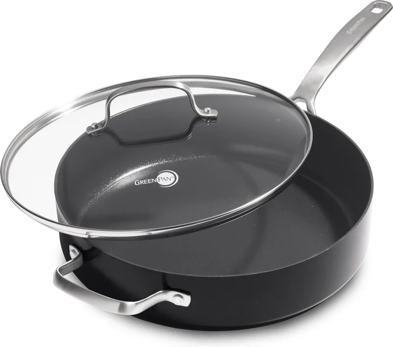 Copenhagen hapjespan 28cm - 4.3l - met deksel - extra handvat - PFAS-vrij van GreenPan in Zwart – productfoto
