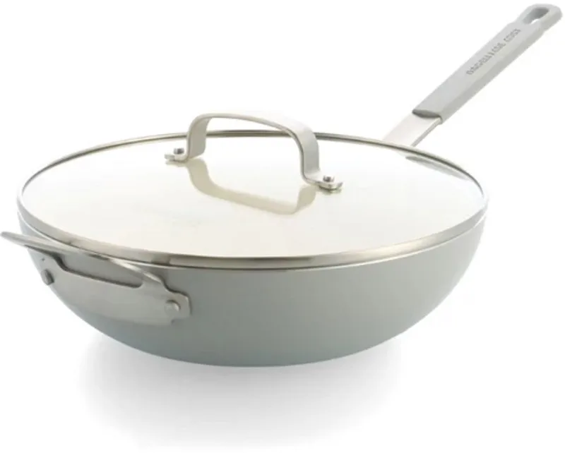 Dagelijkse Kost Jeroen Meus Proline pastapan / wokpan met deksel met keramische antikleef - Ø 28cm von GreenPan in Grau – Produktfoto
