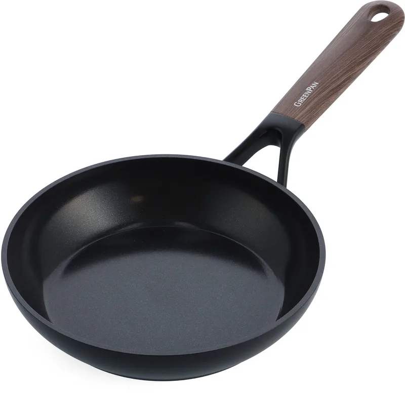 Eco-Smartshape Koekenpan 20cm - PFAS-vrije antikleeflaag - Koekenpan inductie - Keramische koekenpan - Ovenbestendig tot 140°C - Koudgrepen - Zonder deksel - Dark wood by GreenPan in Black – product photo